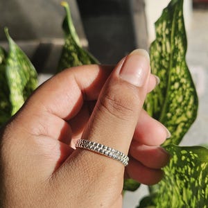 Sterling Silver Hammered Stacking Ring: Dainty Minimalist Band