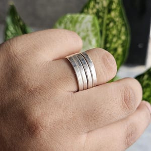 Sterling Silver Stacking Ring Set | Thin Hammered Stackable Rings | Dainty Minimalist Rings for Women | Handmade Everyday Jewelry
