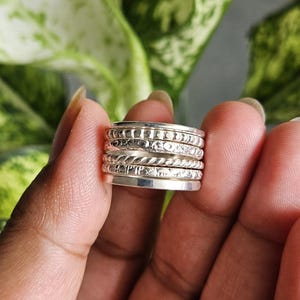 Sterling Silver Stacking Ring Set | Mixed Texture Skinny Band Rings | Handmade Stackable Rings | Dainty Boho Rings for Women | Gift Set