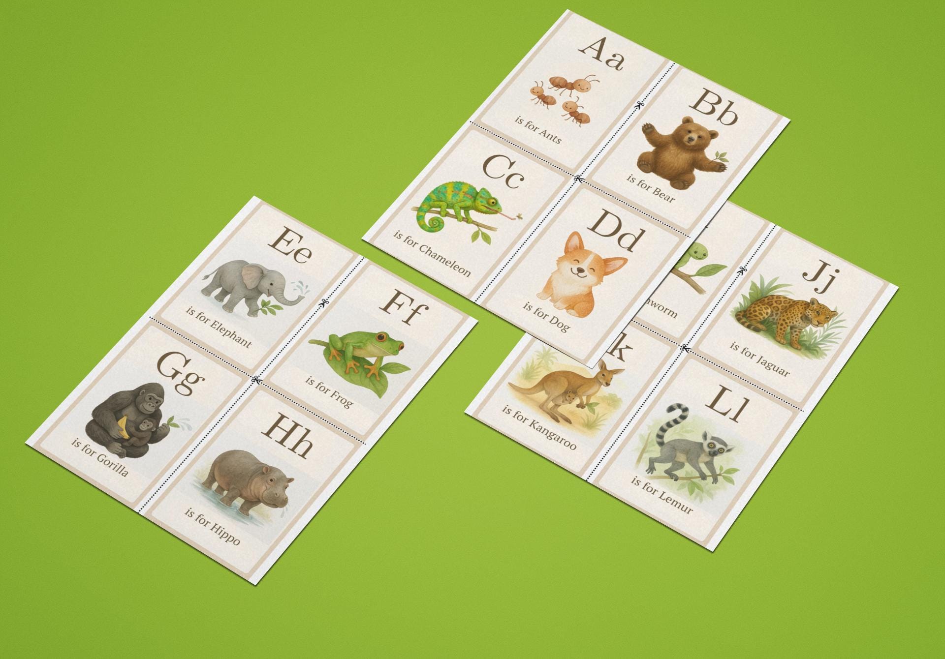 Animal ABC Flash Cards A–Z – Printable Alphabet Cards for Kids ...