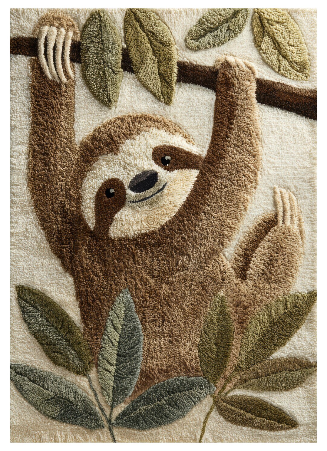Sloth Rug – Kids Room Decor, Jungle Nursery Carpet, Hand Tufted Wool ...