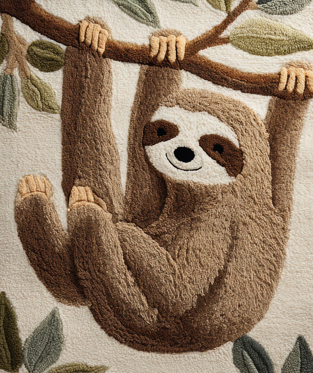 Sloth Rug – Kids Room Decor, Jungle Nursery Carpet, Hand Tufted Wool ...