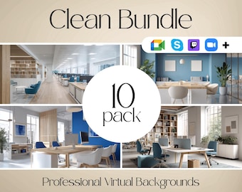 Blue & Gold Shelf Zoom Background | Modern Home Office (Digital Download)
