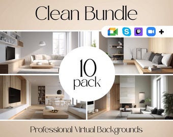 Dark Home Office Zoom Background, Bookshelf (10 Pack Digital Download)