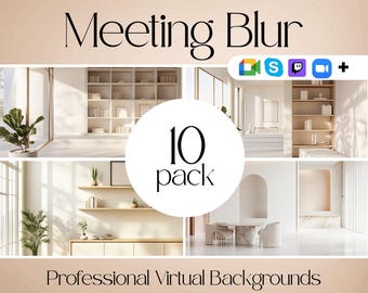 10 Minimalist Home Office Zoom Background: Modern Virtual Backdrop (Digital Download)