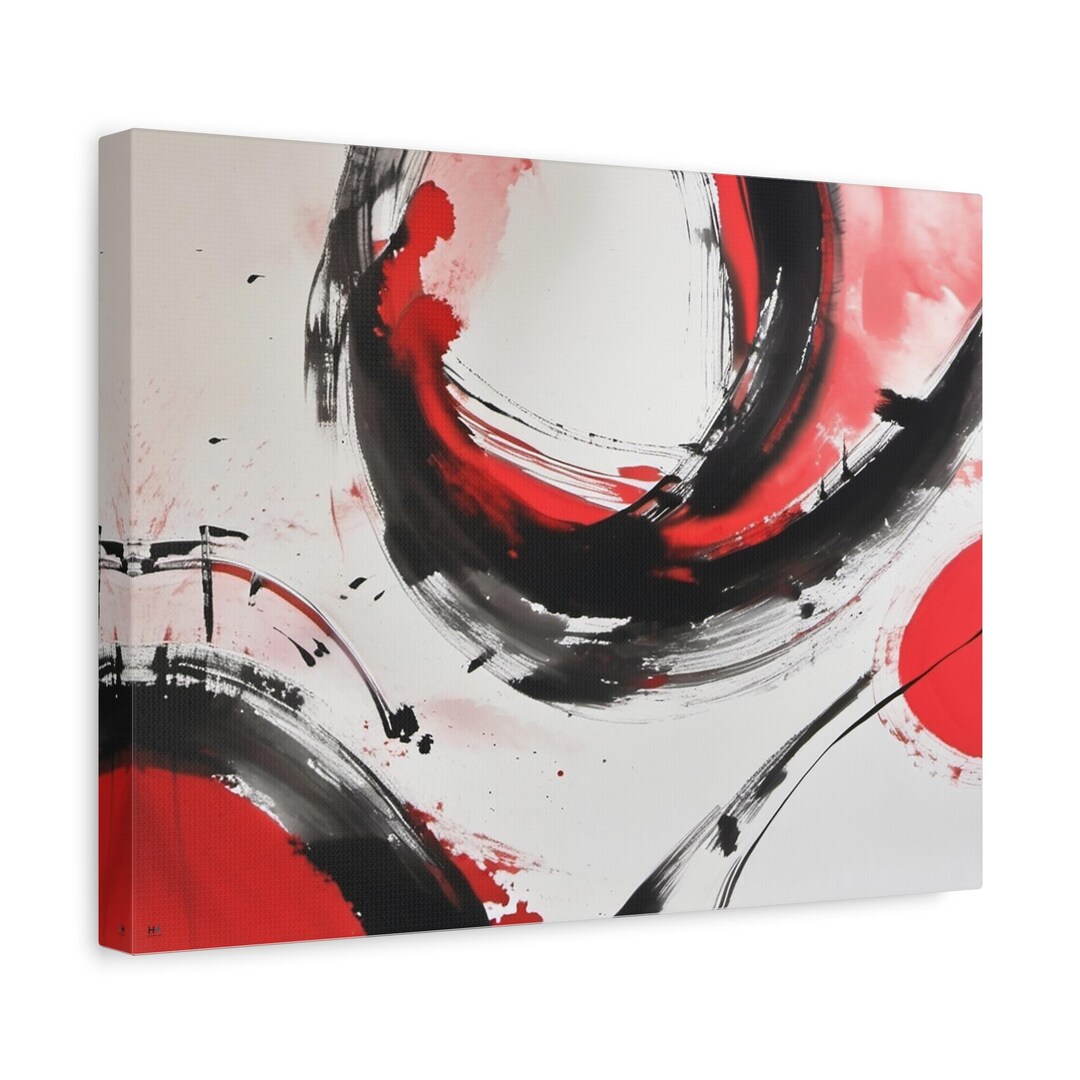 Black Red Abstract Art Canvas | Modern Brushstrokes Wall Decor - Etsy