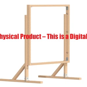 Può includere: Un cavalletto in legno con un'apertura rettangolare, sostenuto da due gambe e una base. Il testo "No Physical Product - This is a Digital File" è stampato in rosso sull'immagine. Il telaio è in legno chiaro.