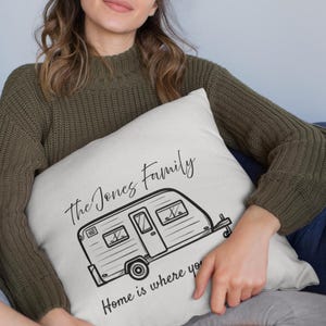Personalized Camper Throw Pillow Cover: Rustic RV Decor