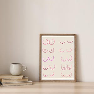 Boob Diversity Wall Art | Body Positive Printable | Feminist Line Art Poster | Digital Download Self Love Print