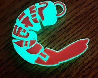 Radioactive Shrimp Glow-in-the-Dark Keychain | Flexible 3D Printed Toy