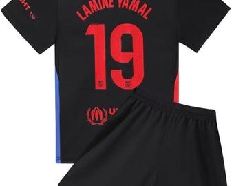 Kit da calcio per bambini Yamal #19 ispirato al Barcellona – Set completo con maglia e pantaloncini