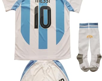 World Cup #10 Argentina Kids Football Kit – Full Set with Jersey, Shorts & Socks