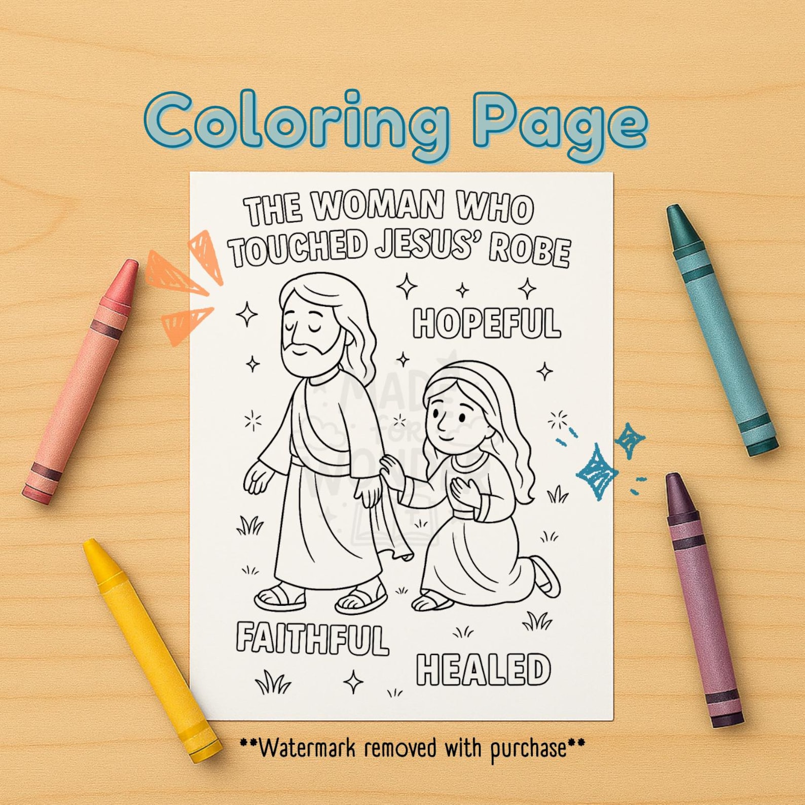 Woman Who Touched Jesus’ Robe | Bible Hero Coloring Sheet for Girls ...