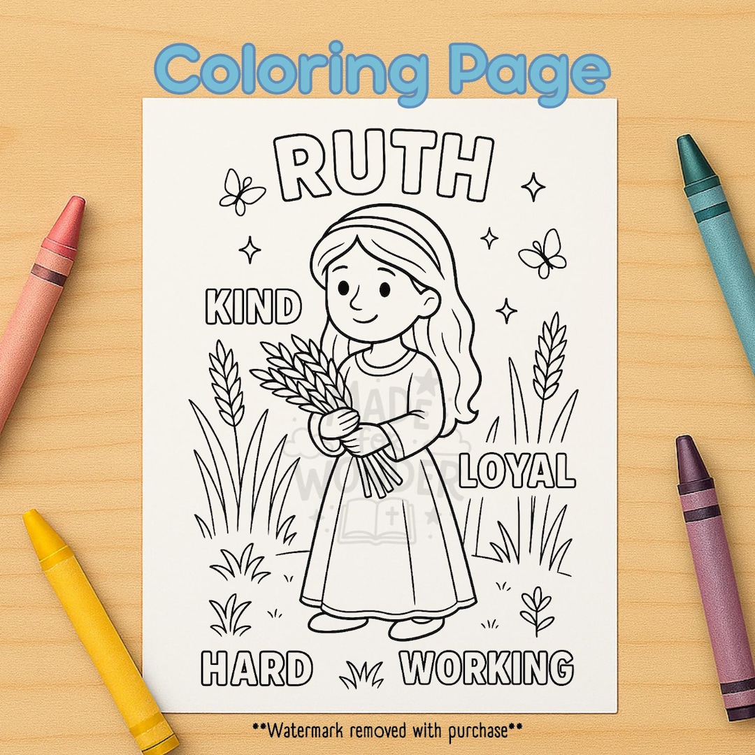 Ruth Coloring Page | Bible Hero Coloring Sheet for Girls | Christian ...