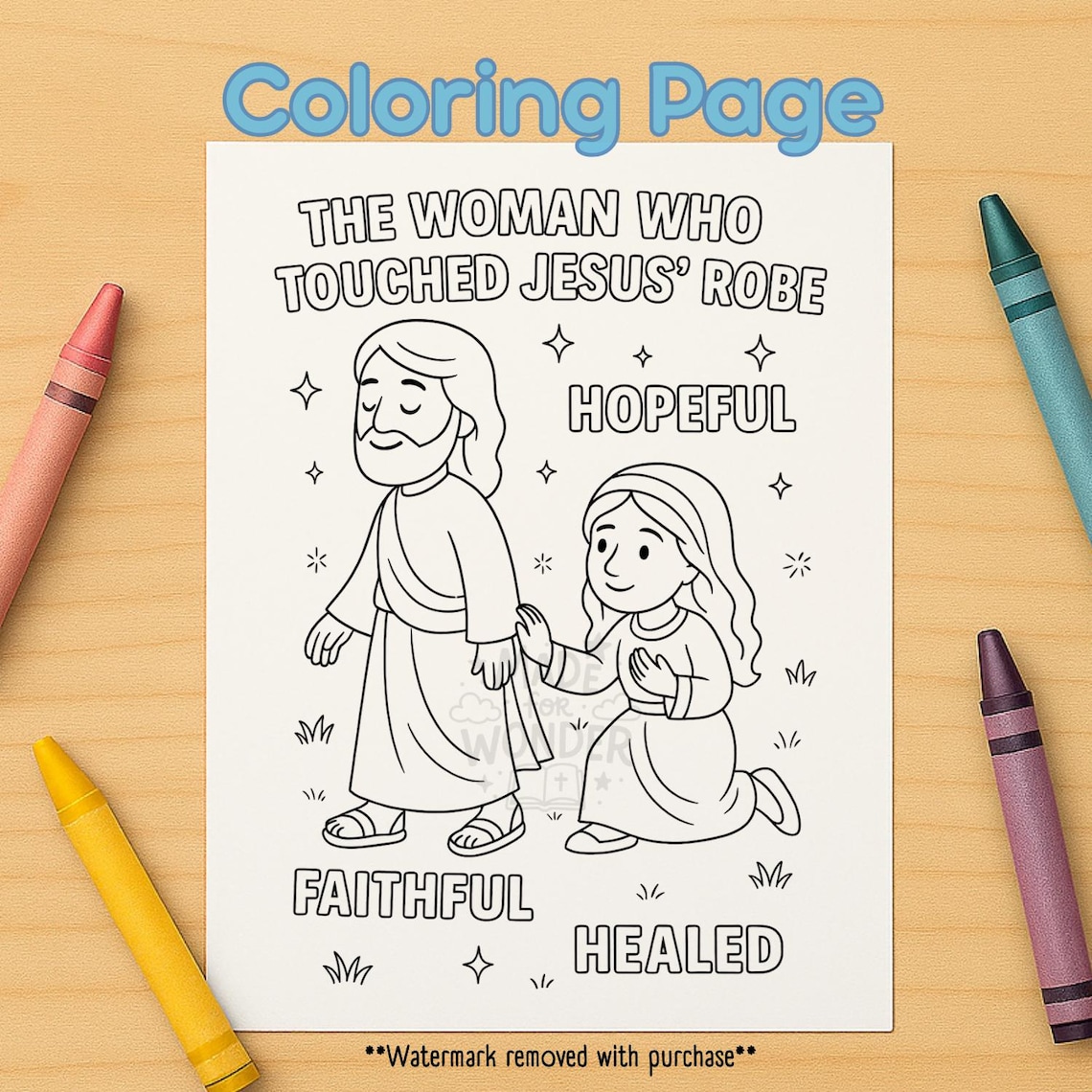 Woman Who Touched Jesus’ Robe | Bible Hero Coloring Sheet for Girls ...