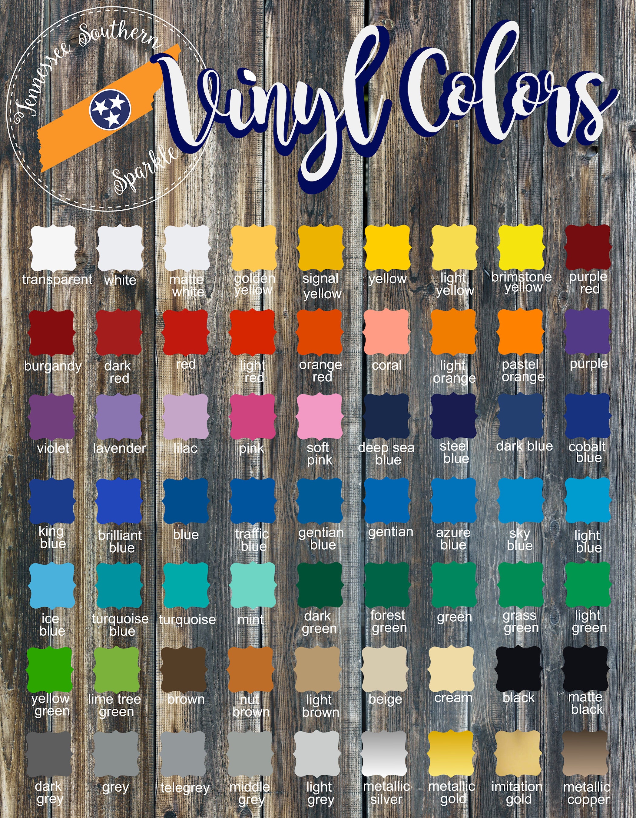 651 Vinyl Color Chart