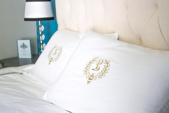 Monogrammed Pillow case SET monogrammed Pillowcase Pillow case Custom