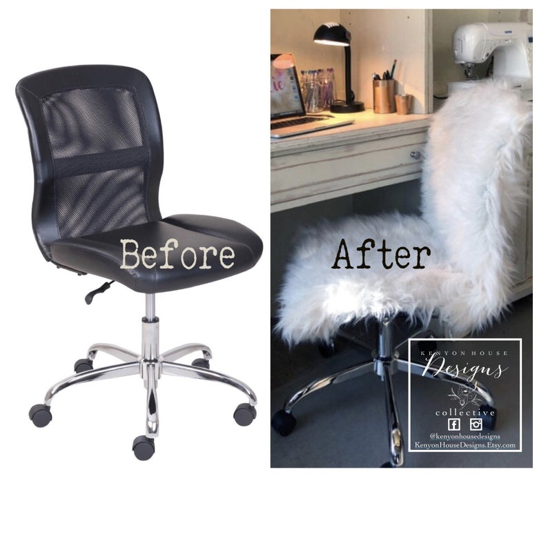 Faux Fur Chair Cover Slipcover Armless Custom - Faux Fur Office Chair Cover Faux Fur Chair Cover Slipcover Armless Custom - Faux Fur Office Chair Cover