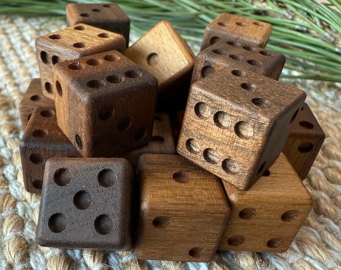 Walnut Wood Dice: Handcrafted Artisan Gaming Dice - 5/8" (Dice sold individually)