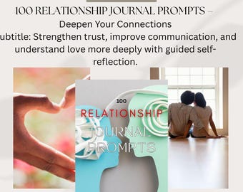 100 Relationship Journal Prompts | Digital Couples Therapy Workbook  Communication Connection Prompts