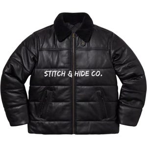 Men’s Black Genuine Sheepskin Leather Jacket | Warm Winter Coat | Classic Bomber Style with Shearling Collar | Handmade Real Lambskin Jacket
