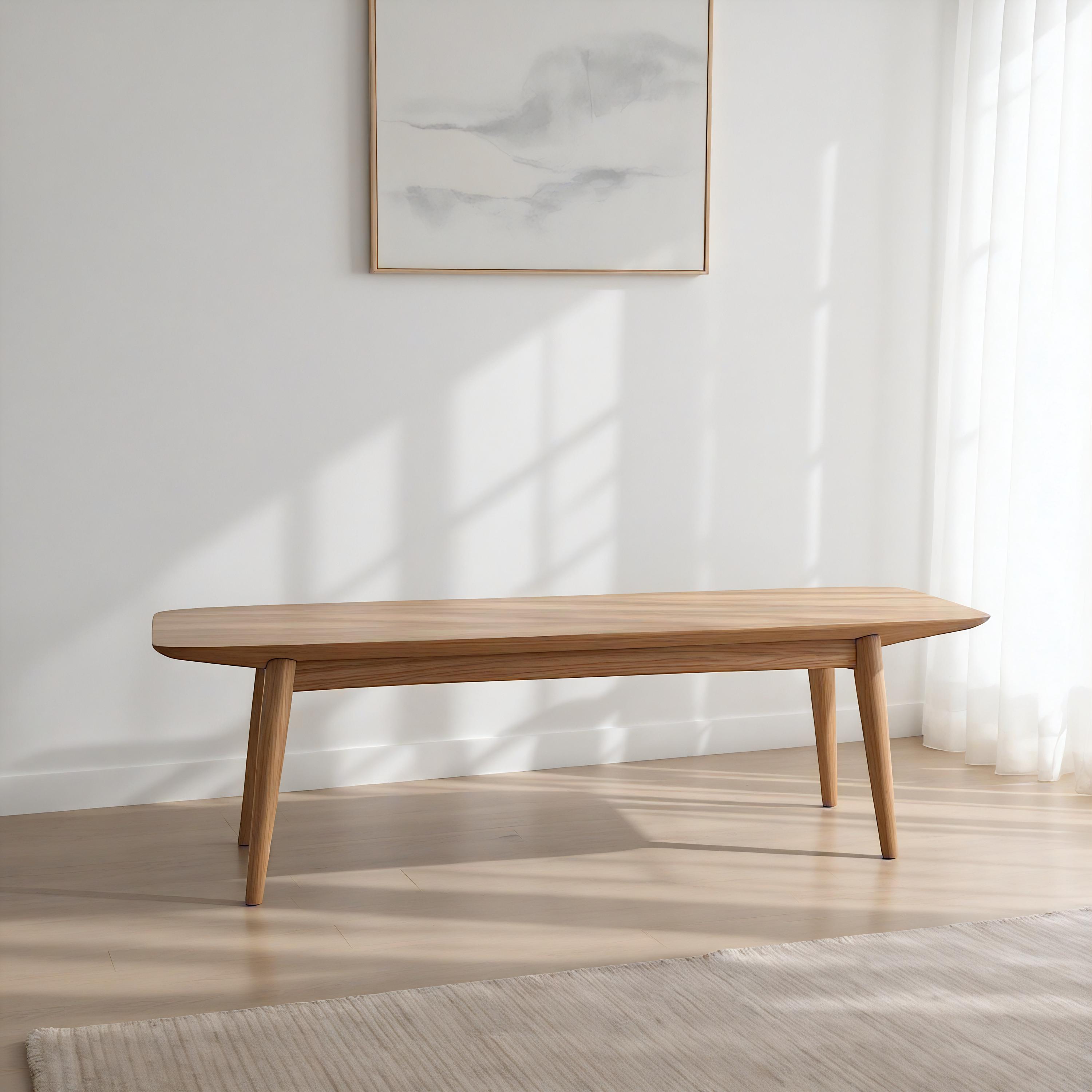 Japandi Teak Wood Bench, Minimalist Solid Wood Seating for Entryway, Solid Wood Japandi Furniture, Minimalist Teak Low Seating Bench
