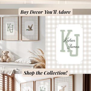personalized hunting prints gingham set