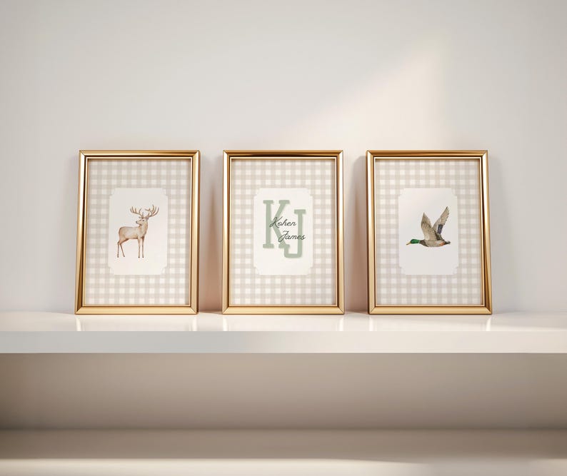 hunting wall art set for boy room, nursery, or game room