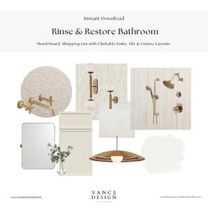 Rinse and Restore Bathroom | Neutral Spa Mood Board with Layouts & Shoppable Links