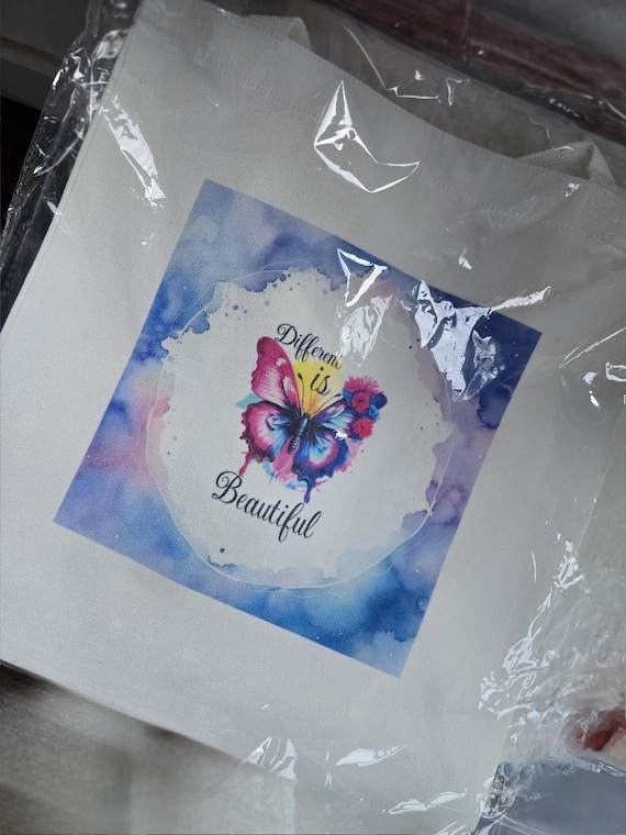 Beautifully Different Canvas butterfly Tote reuseable Bag