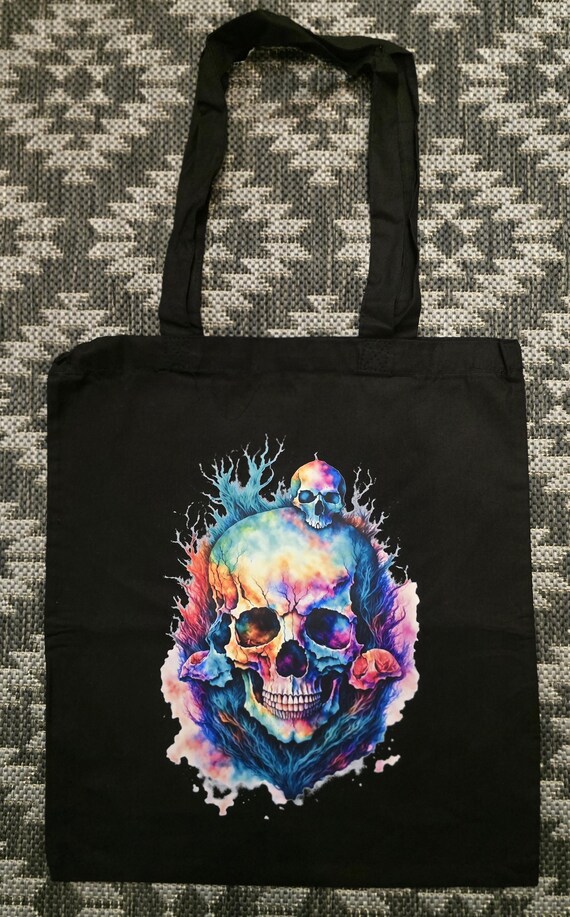 Beautifully Different Canvas Skull Black Tote Bag.