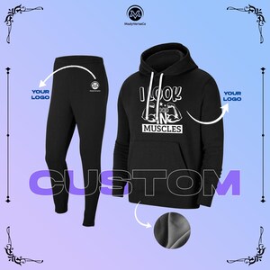 Custom Tracksuit | Your Logo or Photo on a hooded Sweatsuit | Matching Hoodie and Joggers Personlised 2 Piece Hoodie Set | Jogging Suit