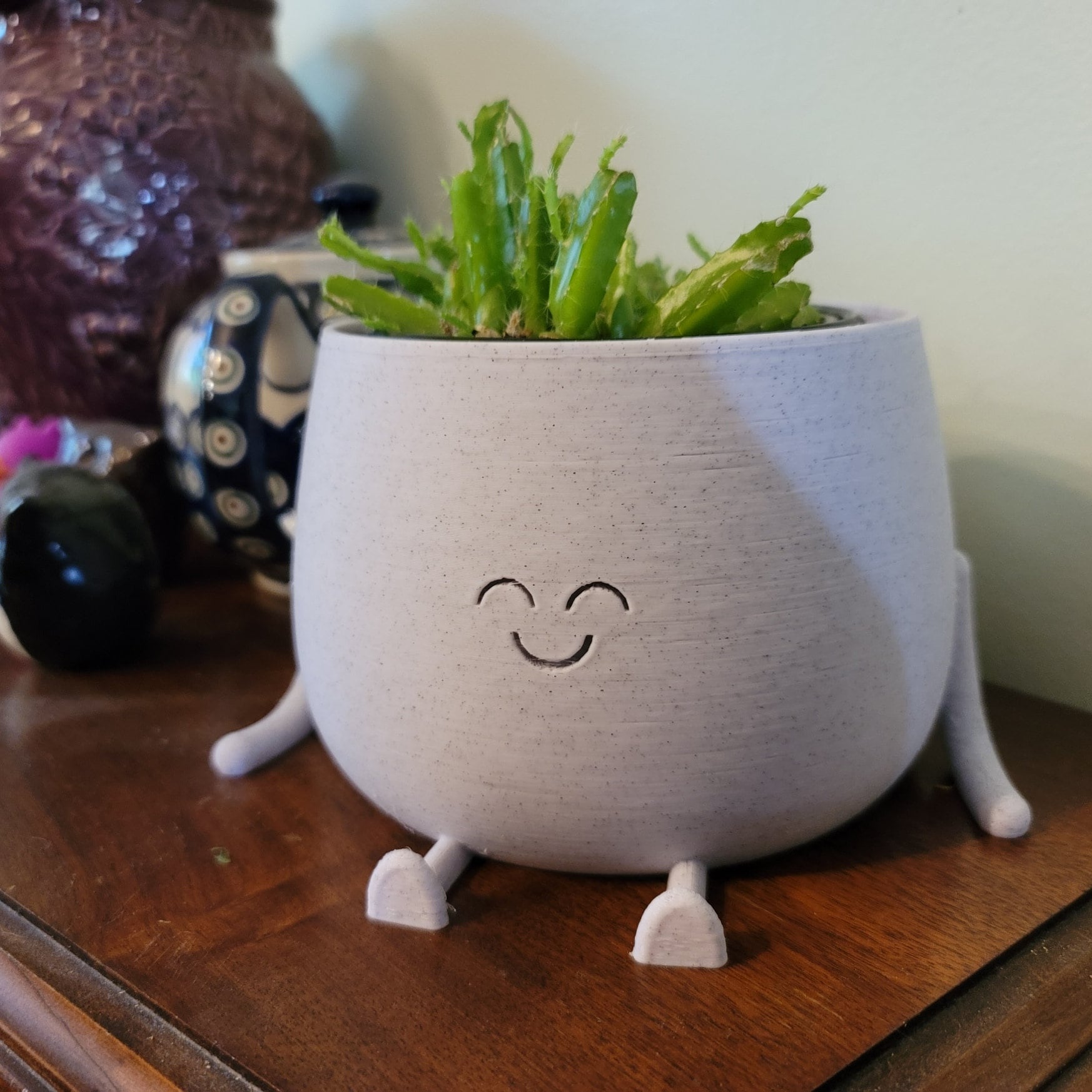 Sitting Happy Flower Pot or Candy Dish Cute Plant Pot Face Sitting Happy Flower Pot or Candy Dish Cute Plant Pot Face