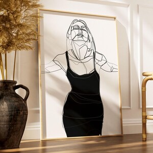 Set of 3 Minimalist Line Art Prints | Abstract Woman Wall Art | Modern ...