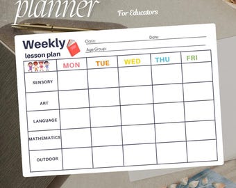 Printable Weekly Activity Planner: Toddler & Preschool Homeschool, Daycare