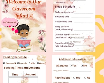 Editable Infant Daycare Transition Form: Baby Sleep & Feeding Schedule (PDF Template)