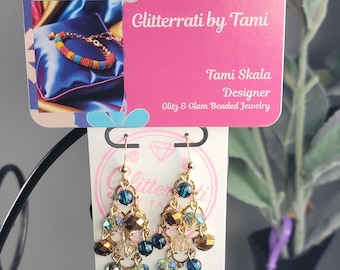 Pendientes colgantes bohemios con cuentas, tono dorado, multicolor.