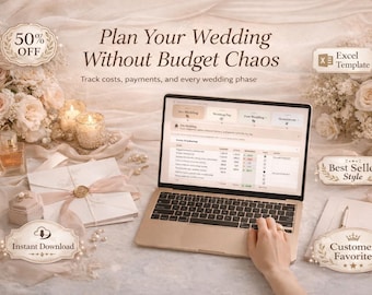 Wedding Budget Planner Excel Spreadsheet, Wedding Expense Tracker, Vendor Payment Tracker, Planned vs Actual Dashboard, 140+ Cost Items