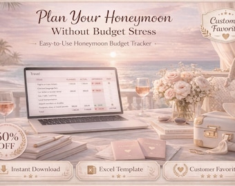 Honeymoon Budget Planner, Couple Travel Budget Spreadsheet, Romantic Getaway Expense Tracker, Excel & Google Sheets