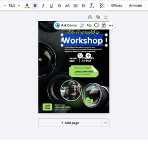 Workshop Flyer Template, Photography Open House Poster, Seminar Event