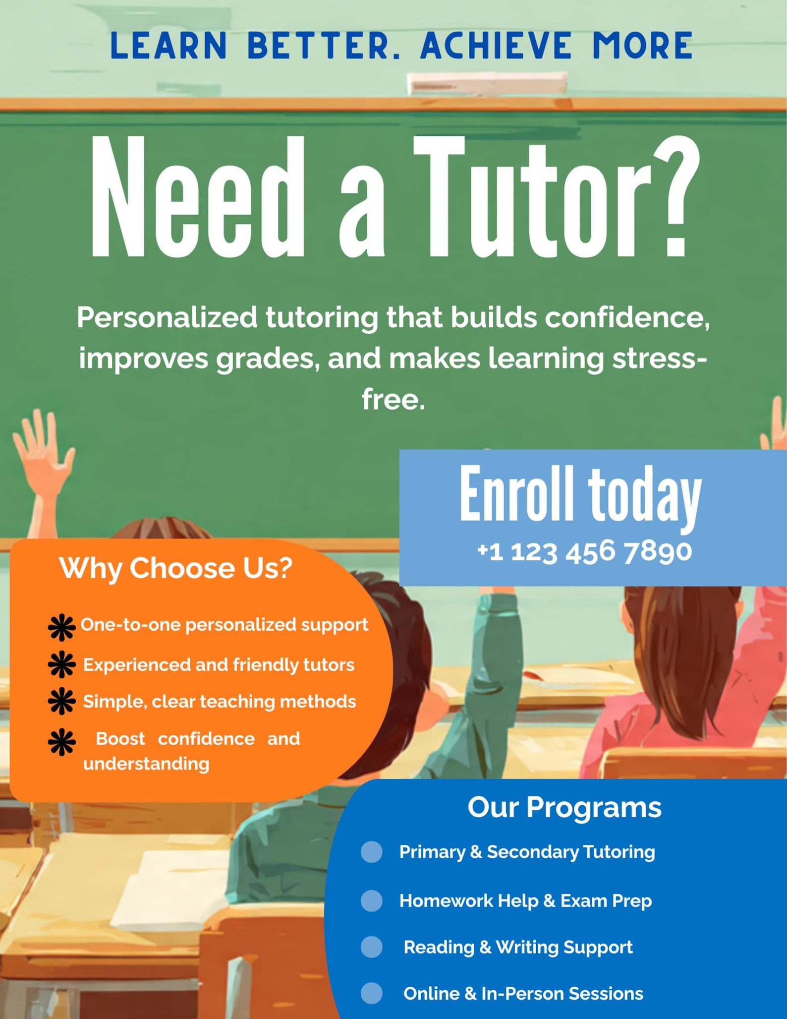 Tutoring Flyer Template for Canva - Modern Summer Tutor & Education ...