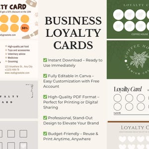 Anpassbare Business Loyalitätskarten Vorlage | Digitales PDF | Canva Bearbeitbares Design | DIY Visitenkarte | Sofort Download
