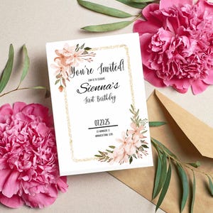 Blumen Geburtstagseinladung | Bearbeitbare digitale Geburtstagseinladung | Druckbare Blumen-Party-Karte | Elegante Birthday Template Download