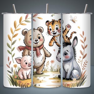 Retro Winnie the Pooh Tumbler Wrap PNG Watercolor Tigger Piglet Eeyore 20oz Skinny Tumbler Design Cute PoohBear Sublimation Digital Download