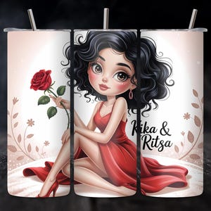 3D Cute Betty Boop Love Tumbler Wrap PNG, 20oz Skinny Sublimation Design, Straight  Betty Boop Tumbler, Cartoon Character Tumbler Wrap
