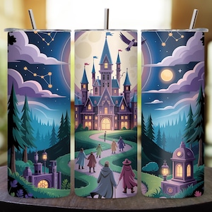 Magic World Tumbler Wrap PNG Wizard School 20oz 30oz Skinny Tumbler Sublimation Design Straight Tapered Wrap Wizard Tumbler Digital Download