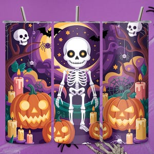 Halloween 20oz Skinny Tumbler Wrap PNG, Spooky Character Tumbler Sublimation Design, Halloween Tumbler PNG Wrap, Instant Digital Download