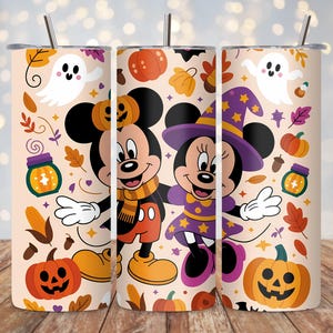 Autumn Halloween Tumbler Wrap PNG | Magical Fall Mouse 20oz Skinny Tumbler Design | Halloween Sublimation Wrap | Instant Digital Download