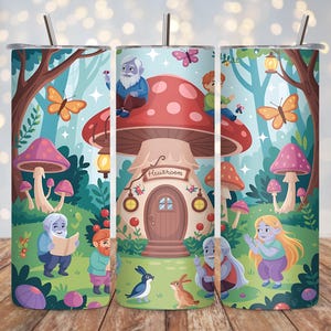 Cute Cartoon Creatures 20oz Skinny Tumbler Wrap PNG, Blue Cartoon Characters Tumbler Sublimation Design, Digital Download Tumbler PNG