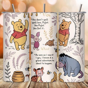 Winnie the Pooh Tumbler Wrap PNG, 20oz Skinny Sublimation Design, Cute Cartoon Pooh Bear Cup Wrap, Instant Digital Download, Kids Gift Idea